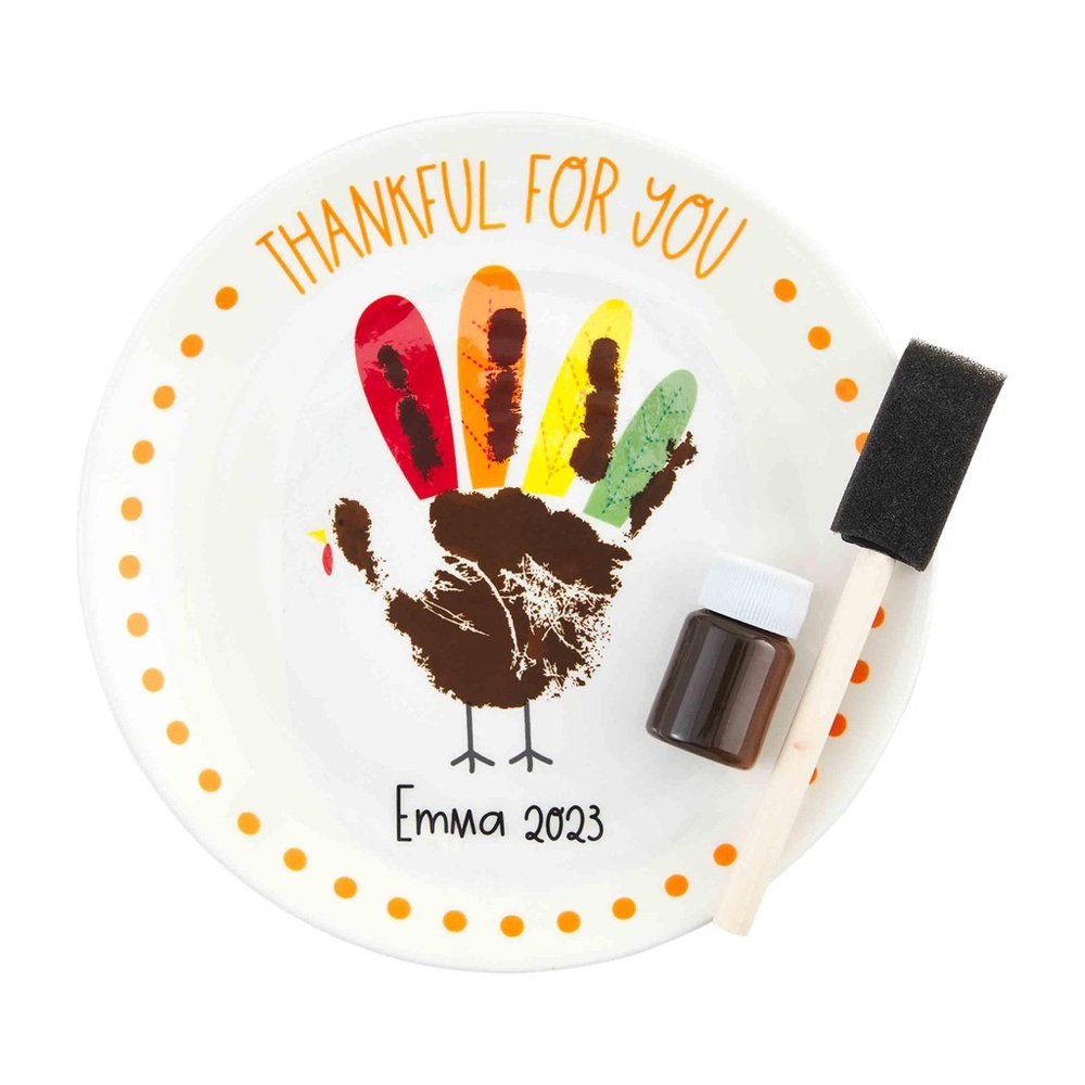 NEW Kids DIY “Mud Pie” Turkey Thanksgiving Handprint Plate Lifelong Keepsake